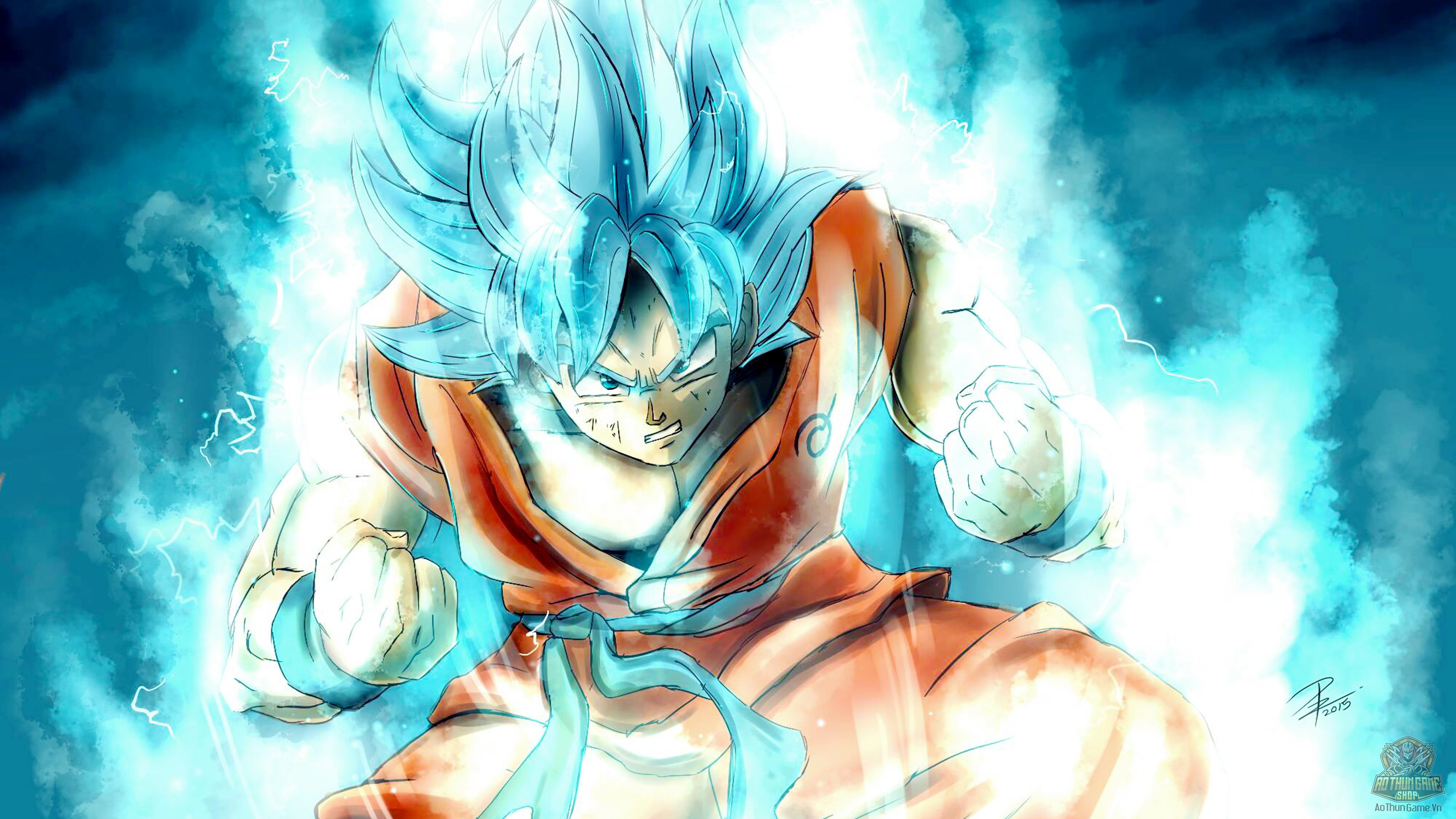 Tải hình nền Goku SSJ God Blue 7 Viên Ngọc Rồng Full HD